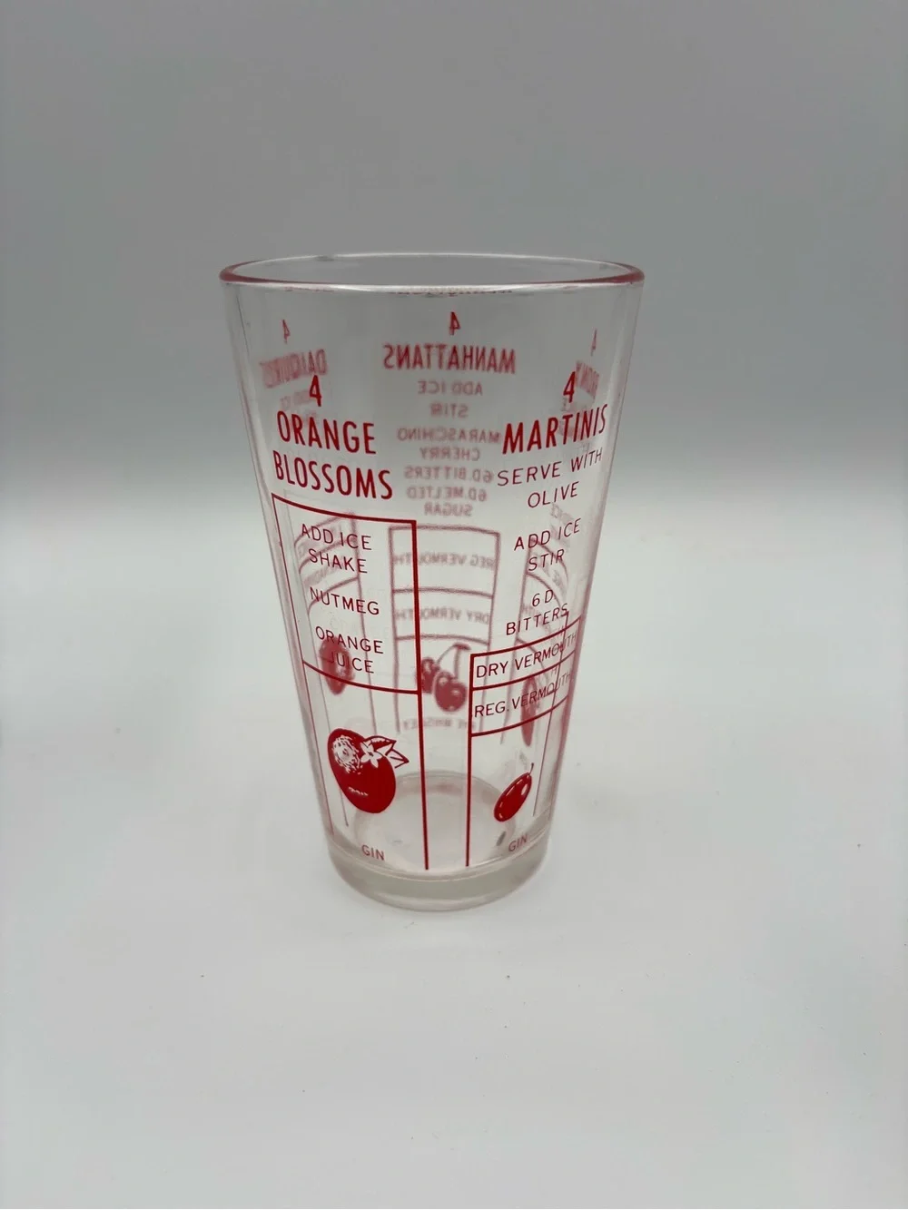 3 MCM Cocktail Barware Recipe Mixing Glasses Mojito Martini Manhattan DAIQUIRIS
